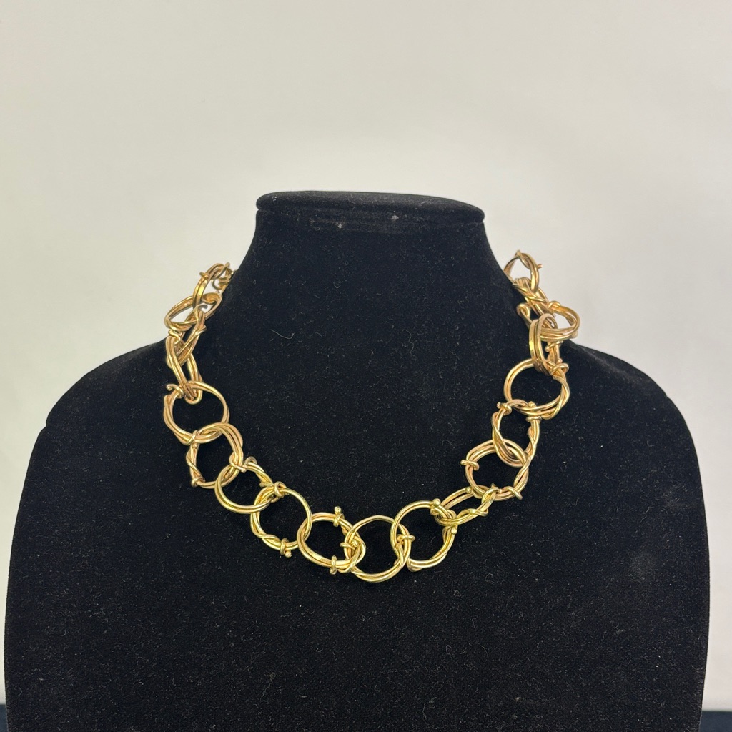 Vintage Bronze Brutalist Chain Necklace